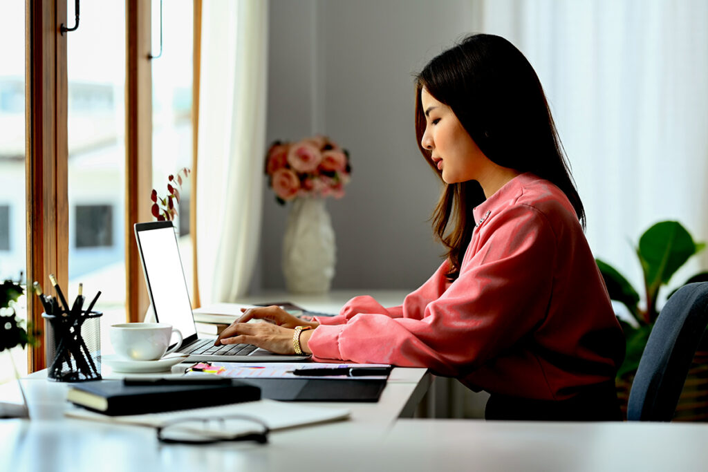 Worman Working in Home Office